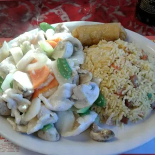 Moo goo gai pan combination dinner.