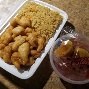 Sweet and Sour Chicken Combination platter (includes egg roll)