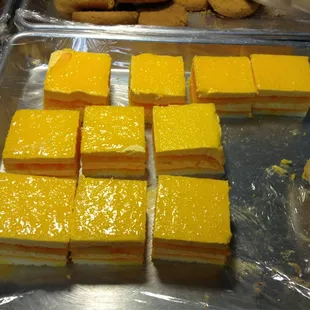 a variety of desserts on display