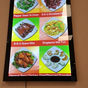  a menu displayed on a wall