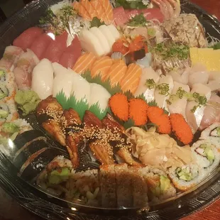  a plate of sushi