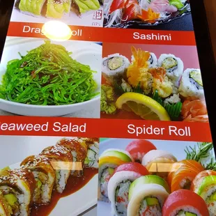  a menu for sushi