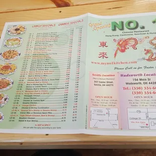 menu
