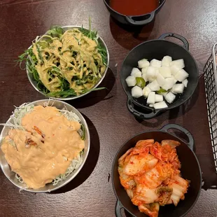 Sides for our baked chicken! We added the kimchi