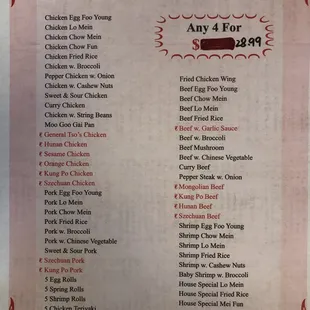 menu for family meals