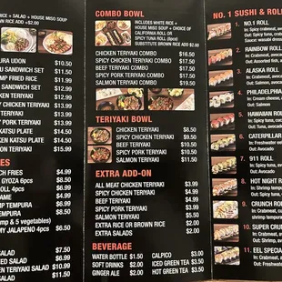 menu