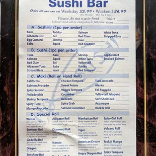 AYCE Menu 1
