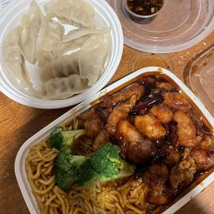 General Tao's Chicken Combination Platter &amp; Steamed Dumplings