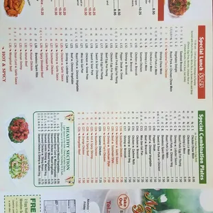 the menu for the restaurant