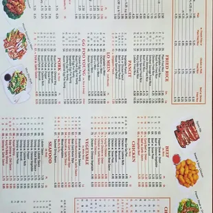 a menu for a chinese restaurant