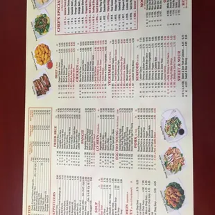 a menu for a chinese restaurant