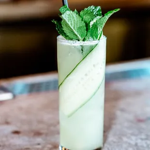 a cucumber and mint cocktail