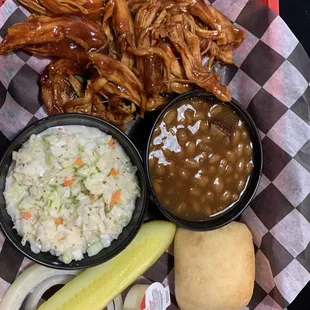 Barbecue chicken and sides