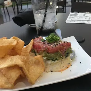 Ahí Tuna Stack: later dip meets ahi sushi roll