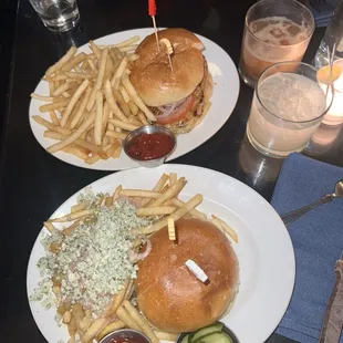 Burger with Blue Cheese Fries
