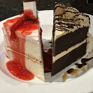 Strawberry cake and chocolate Carmel cake