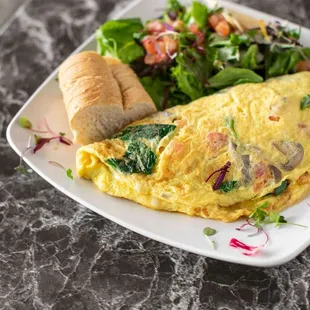 an omelet and a salad