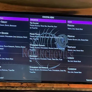 a tv screen with a menu on it