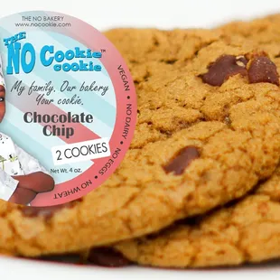 a close up of a chocolate chip cookie