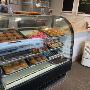 donuts in a display case