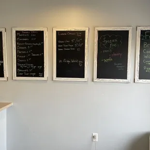 chalkboard menus on the wall