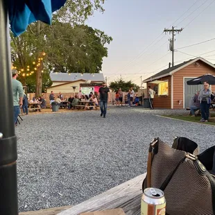 people sitting at a picnic table