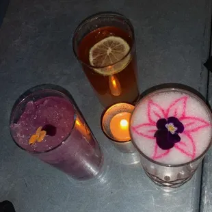 Lavender Vodka Lemonade,Whisky and coke with Lemon,Gin Fizz