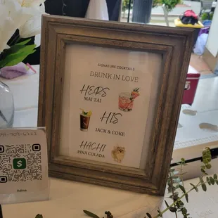 Customized drink menu