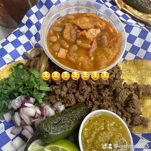 Charro beans and tacos