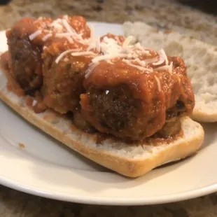 Vegan meatball parm sub