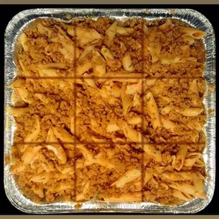 Vegan penne à la vodka tray with our very own Italian Sausage crumbles.