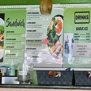 The menu