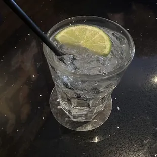 Vodka soda on the space glitter table