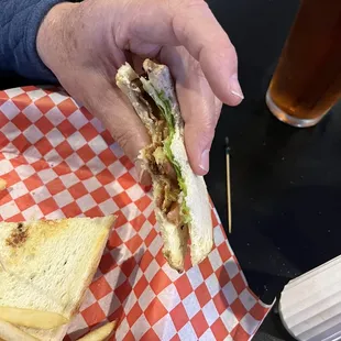 Very skinny BLT on non-toasted bread.