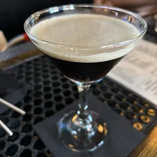 Espresso martini with chocolate espresso beans