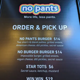 a menu for a burger restaurant