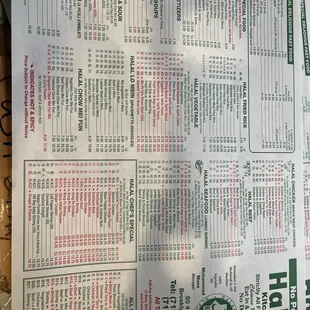 the menu