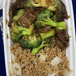 Beef with Broccoli with Fried Rice