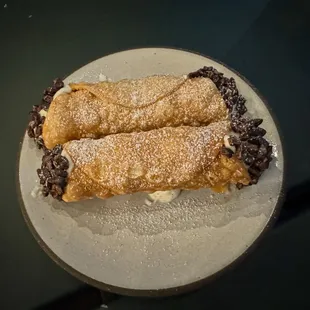 Roasted nectarine cannoli