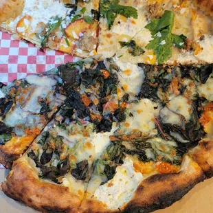 These are leftovers from a peach and sausage &amp; a bianco , when you can't choose- get both!