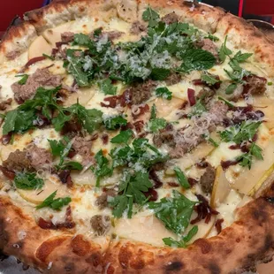 Pear and Sausage Pizza