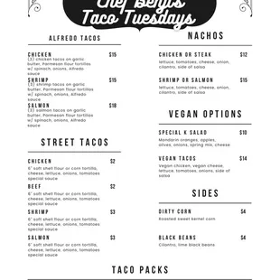 Taco Tuesday Menu