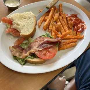 A sad BLT sandwich. Who has even seen such a sad BACON lettuce tomato sandwich for $13!!!!  Am I crazy!?