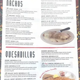 Quesadillas, nachos &amp; burritos