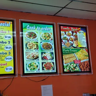 menus on the wall
