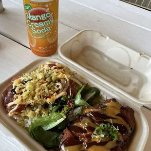 miso tonkotsu and crispy spicy ahi