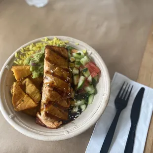 Teriyaki salmon bowl