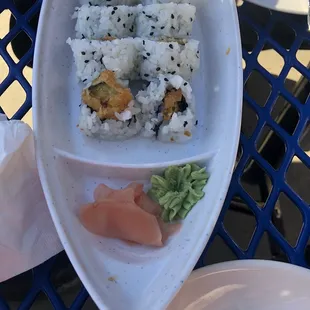 Tempura fried zucchini sushi! Excellent