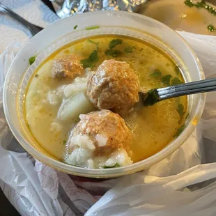 Rice chicken meatball soup - so light, delicious and flavorful!