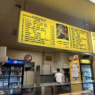 the menu for the restaurant